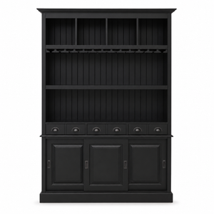 Barschrank - Bergerac - Massivkiefer - 151 x 36 x 210 cm - Schwarz