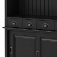Close-up of the black finish and detailing of the Bergerac bar cabinet