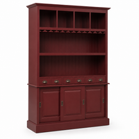 Bergerac bar cabinet in bordeaux, three-quarter angle view