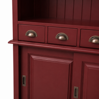 Close-up of the bordeaux finish and detailing of the Bergerac bar cabinet
