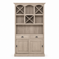Epernay bar cabinet in solid oak, front view on white background