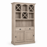 Epernay bar cabinet in solid oak, three-quarter angle view