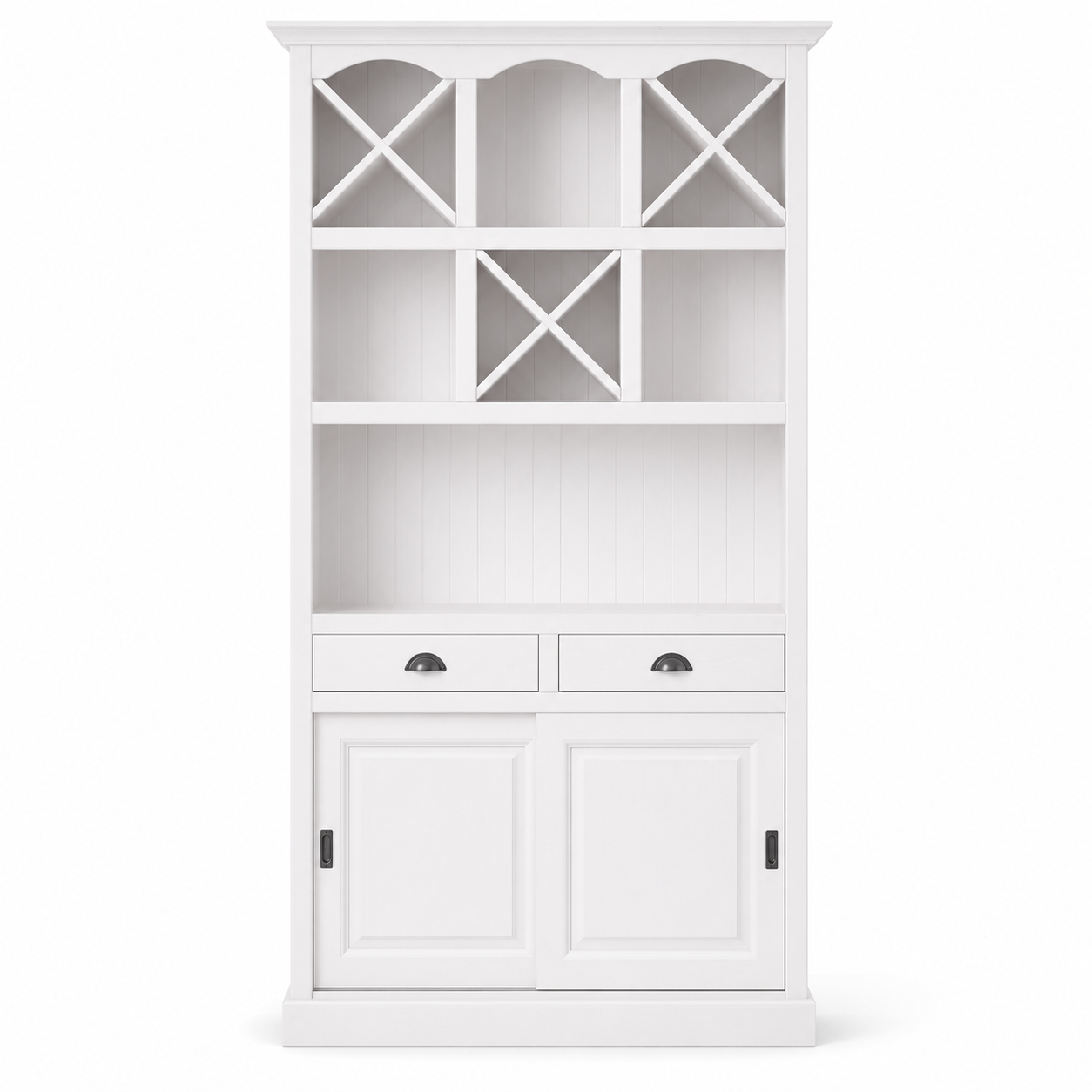 Epernay bar cabinet in white, front view on white background