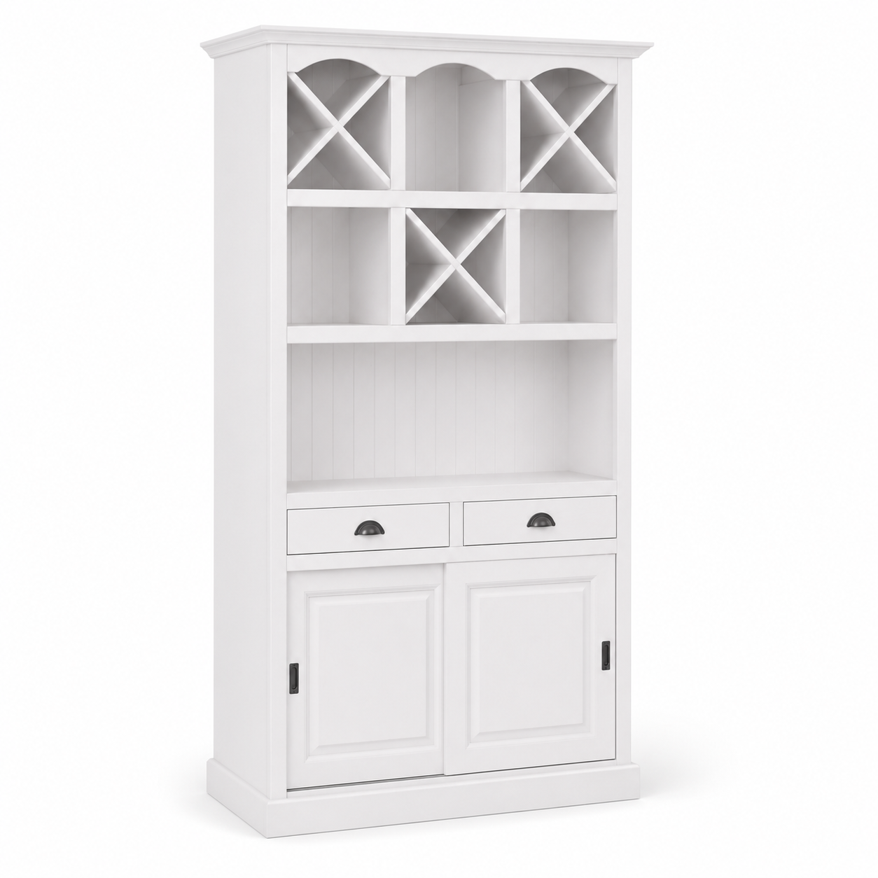 Epernay bar cabinet in white, three-quarter angle view