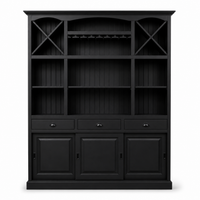 Fronsac bar cabinet in black, front view on white background