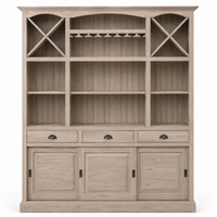 Fronsac bar cabinet in solid oak, front view on white background