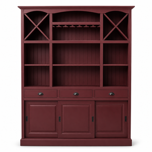 Barschrank - Fronsac - Massivkiefer - 180 x 41 x 210 cm - Bordeaux