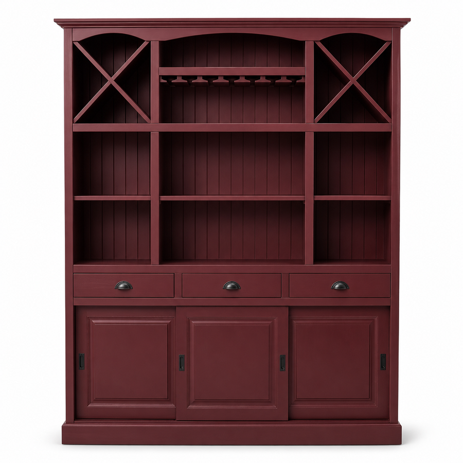 Fronsac bar cabinet in bordeaux, front view on white background