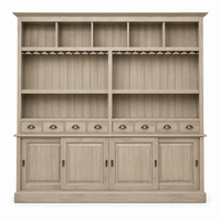 Pauillac bar cabinet in solid oak, front view on white background
