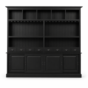 Barschrank - Pauillac - Massivkiefer - 230 x 36 x 210 cm - Schwarz