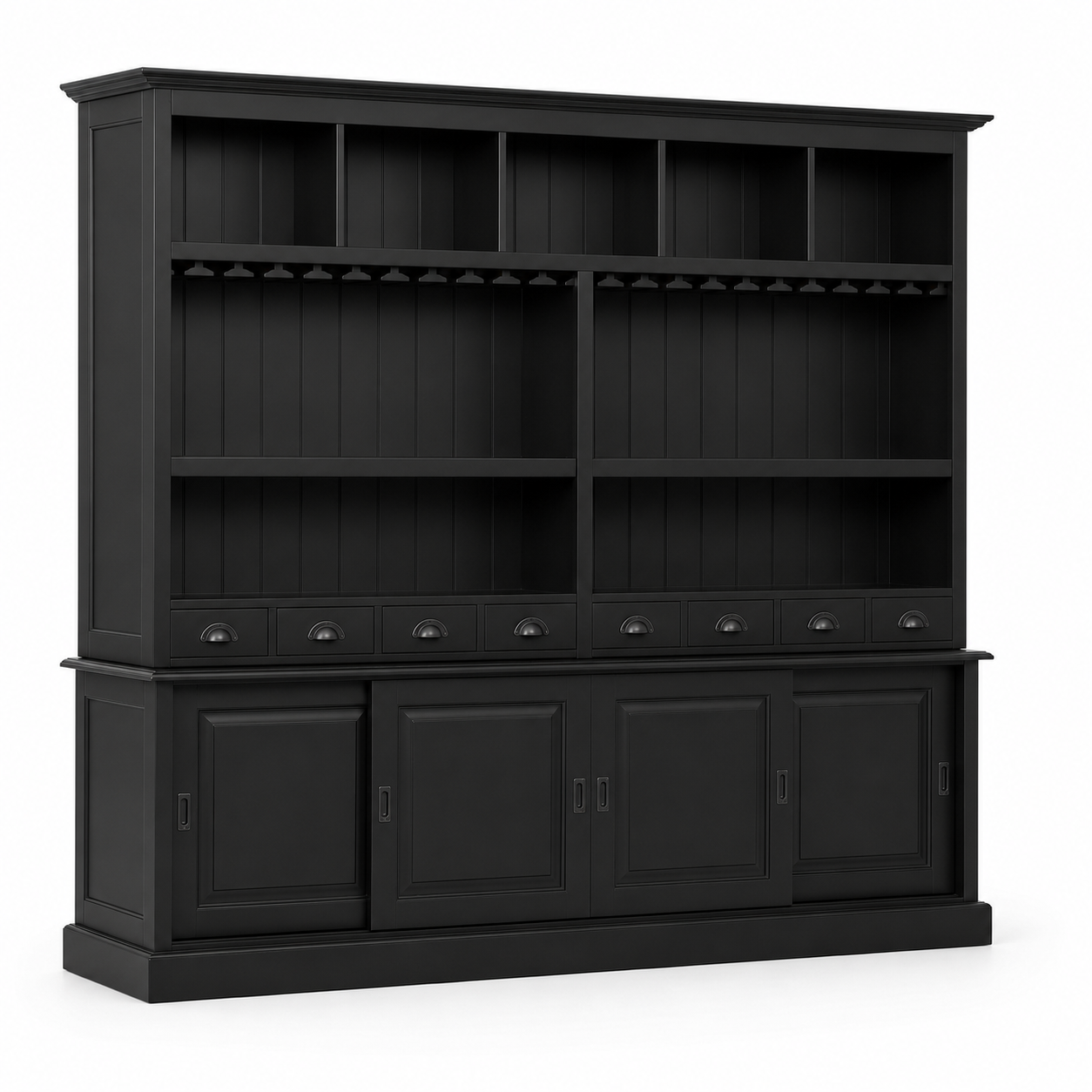 Pauillac bar cabinet in black, three-quarter angle view