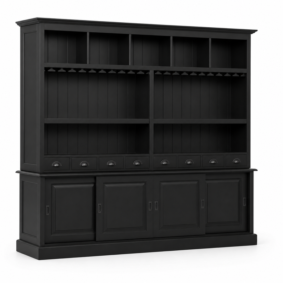 Pauillac bar cabinet in black, three-quarter angle view