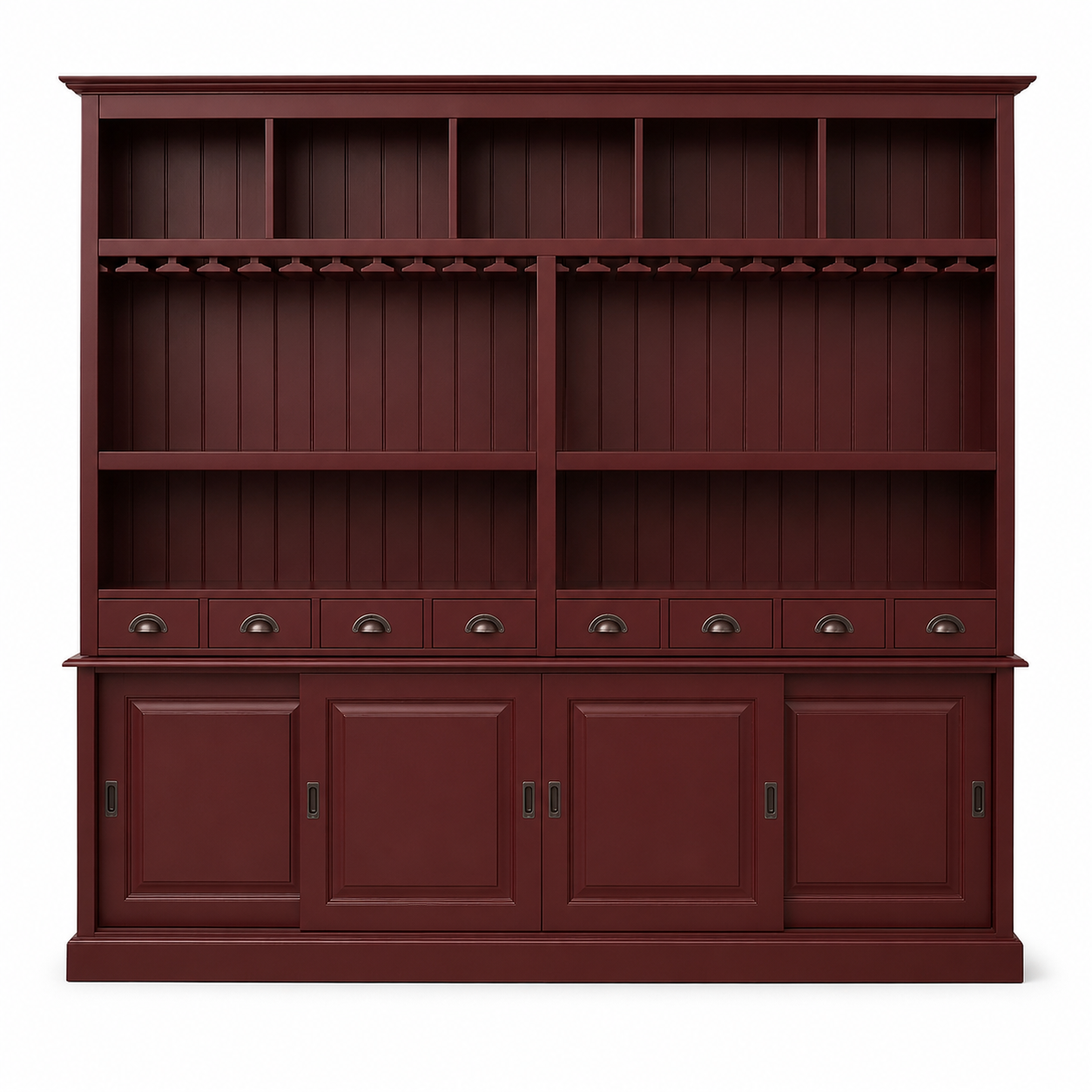 Pauillac bar cabinet in bordeaux, front view on white background