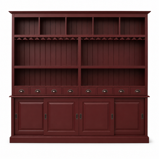Pauillac bar cabinet in bordeaux, front view on white background