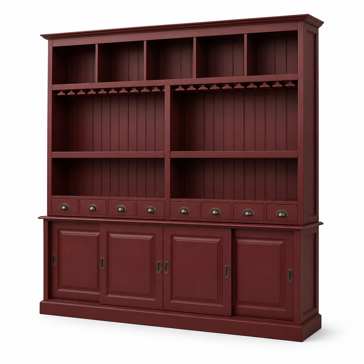 Pauillac bar cabinet in bordeaux, three-quarter angle view
