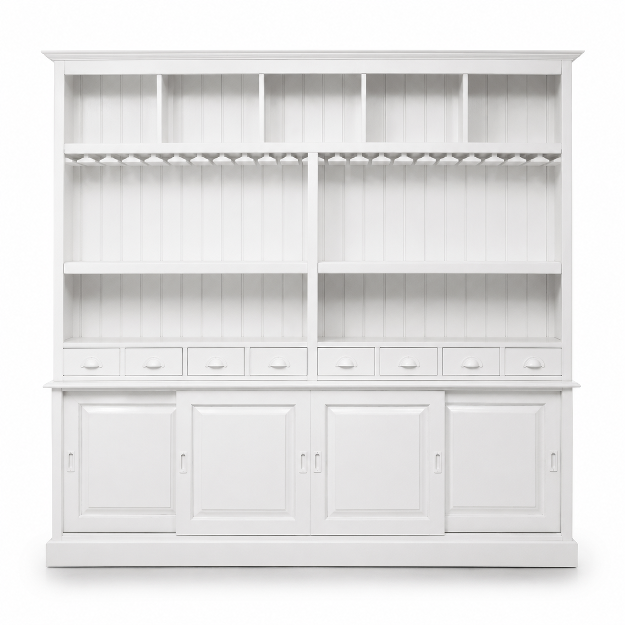 Pauillac bar cabinet in white, front view on white background