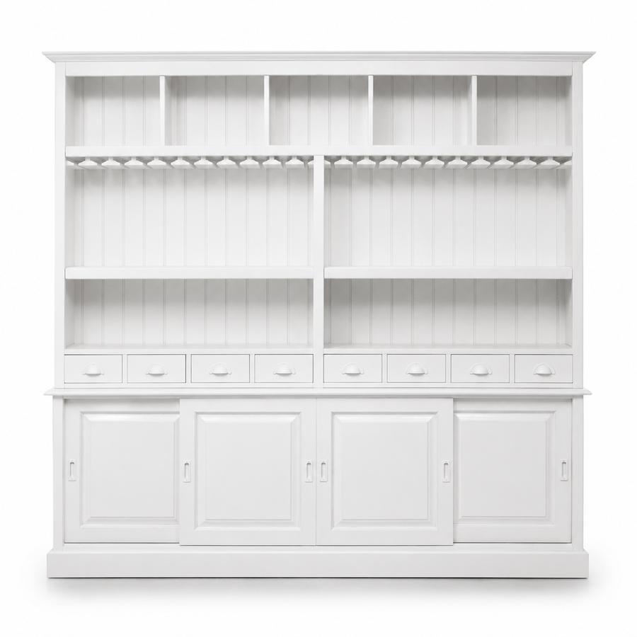 Pauillac bar cabinet in white, front view on white background