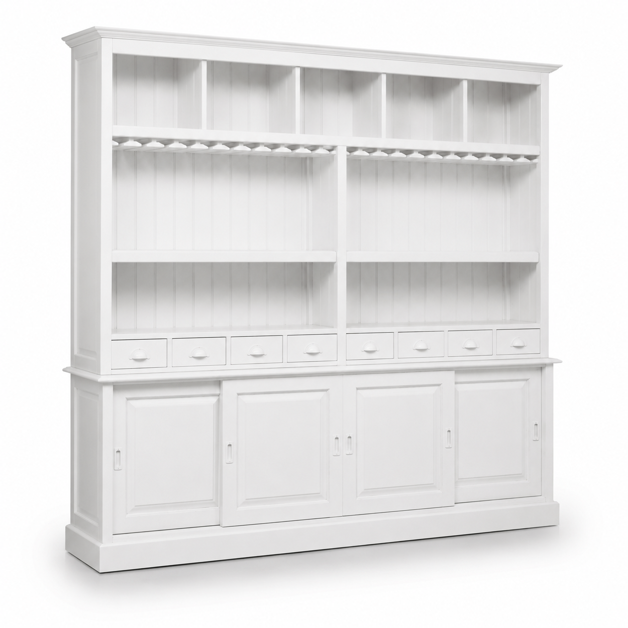 Pauillac bar cabinet in white, three-quarter angle view
