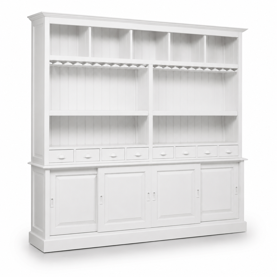 Pauillac bar cabinet in white, three-quarter angle view