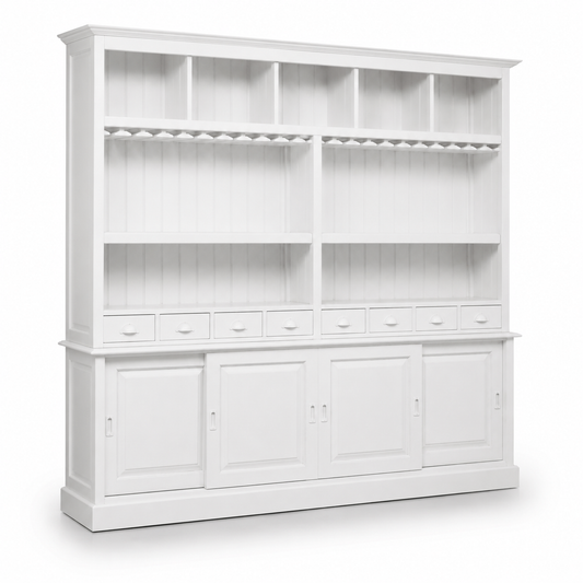 Pauillac bar cabinet in white, three-quarter angle view