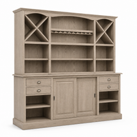 Thouars bar cabinet in solid oak, three-quarter angle view