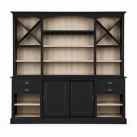 Thouars bar cabinet in black, front view on white background