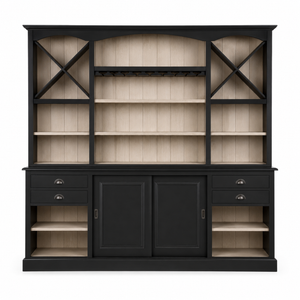 Bar Cabinet - Thouars - Solid Pine - 240 x 50 x 210 cm - Black