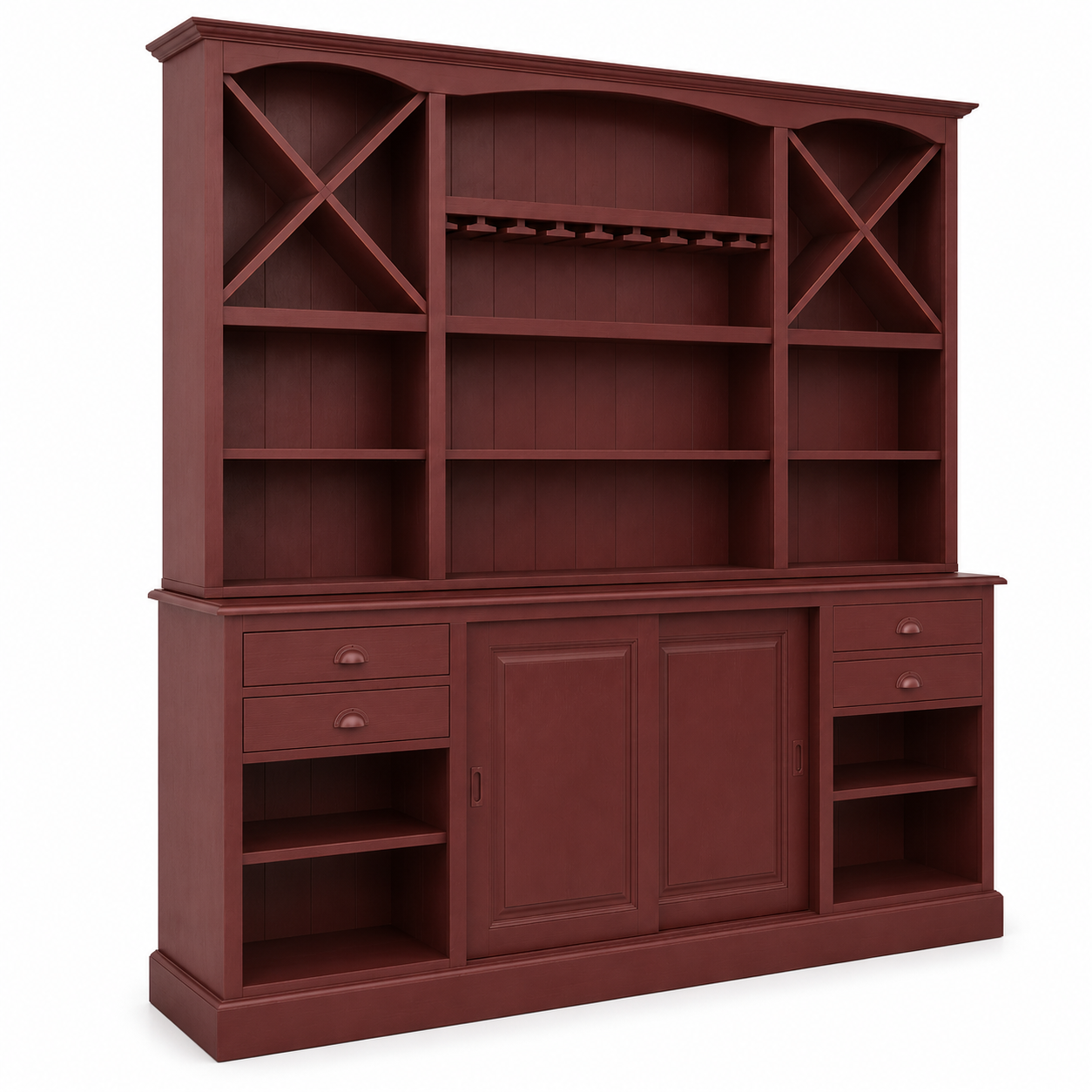 Thouars bar cabinet in bordeaux, three-quarter angle view
