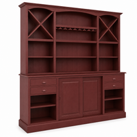 Thouars bar cabinet in bordeaux, three-quarter angle view