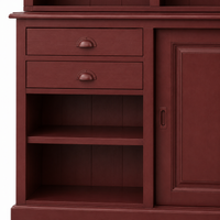 Close-up of the bordeaux finish and detailing of the Thouars bar cabinet