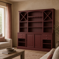 Thouars bar cabinet in bordeaux styled in a living room