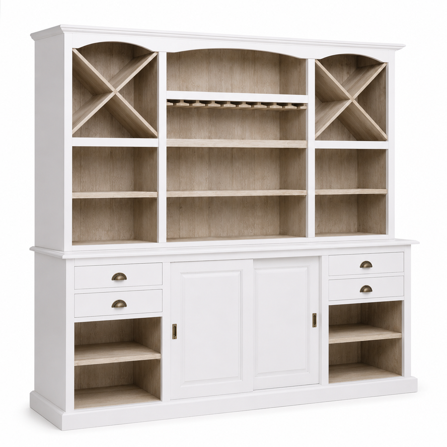 Thouars bar cabinet in white, three-quarter angle view