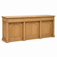 Langeais bar counter in solid oak, three-quarter angle view