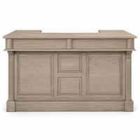 Listrac bar counter in solid oak, front view on white background