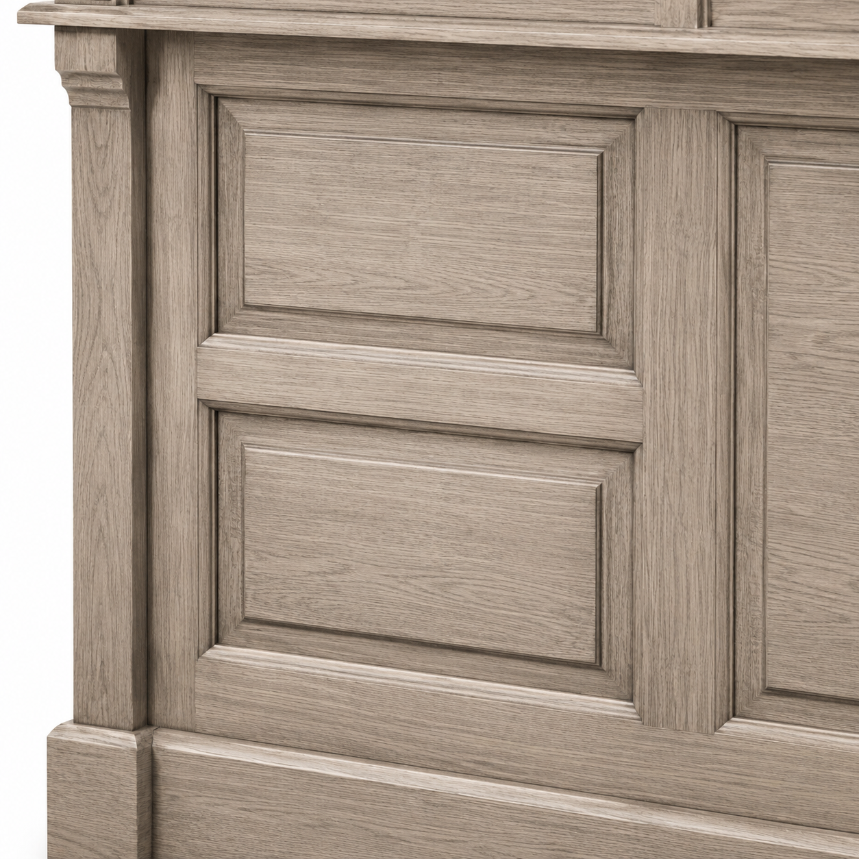 Close-up of the solid oak finish and detailing of the Listrac bar counter
