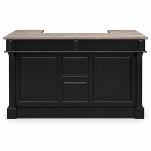 Bar counter - Listrac - Solid Pine - 180 x 65 x 107 cm - Black with Oak Top