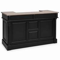 Listrac bar counter in black with oak top, three-quarter angle view