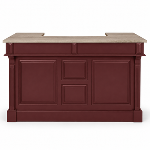 Bar counter - Listrac - Solid Pine - 180 x 65 x 107 cm - Bordeaux with Oak Top