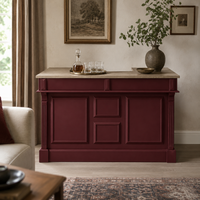 Listrac bar counter in bordeaux with oak top styled in a living room