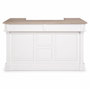 Bar counter - Listrac - Solid Pine - 180 x 65 x 107 cm - White with Oak Top