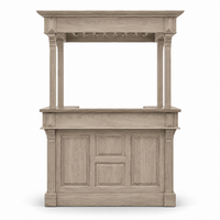 Sauternes bar gallery in solid oak, front view on white background
