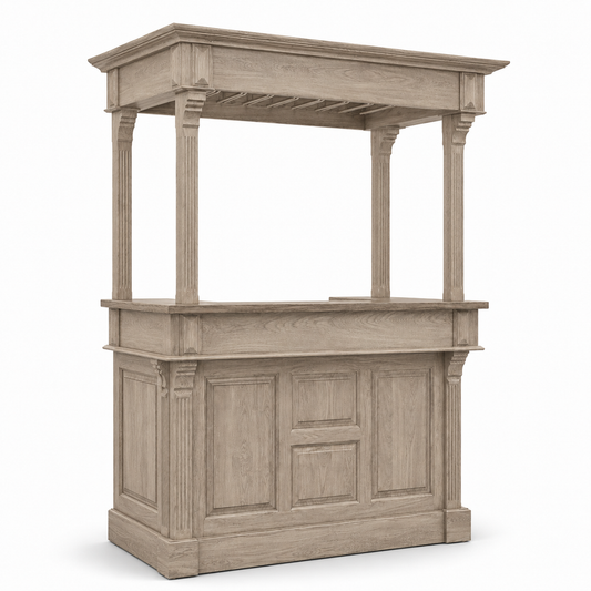 Sauternes bar gallery in solid oak, three-quarter angle view