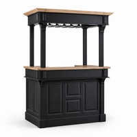 Sauternes bar gallery in black with pale oak top, three-quarter angle view