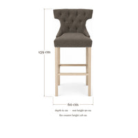 Bar Stool Montana - Brown Fabric & Natural Oak Legs - 60×61×159 cm - dimensions | Marcottestyle