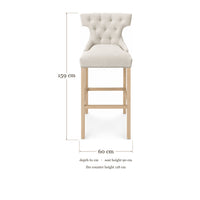 Bar Stool Montana - Light Beige Fabric & Natural Oak Legs - 60×61×159 cm - dimensions | Marcottestyle