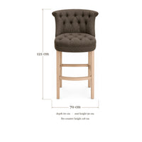Bar Stool Ducati - Brown Fabric & Natural Oak Legs - 70×60×121 cm - dimensions | Marcottestyle