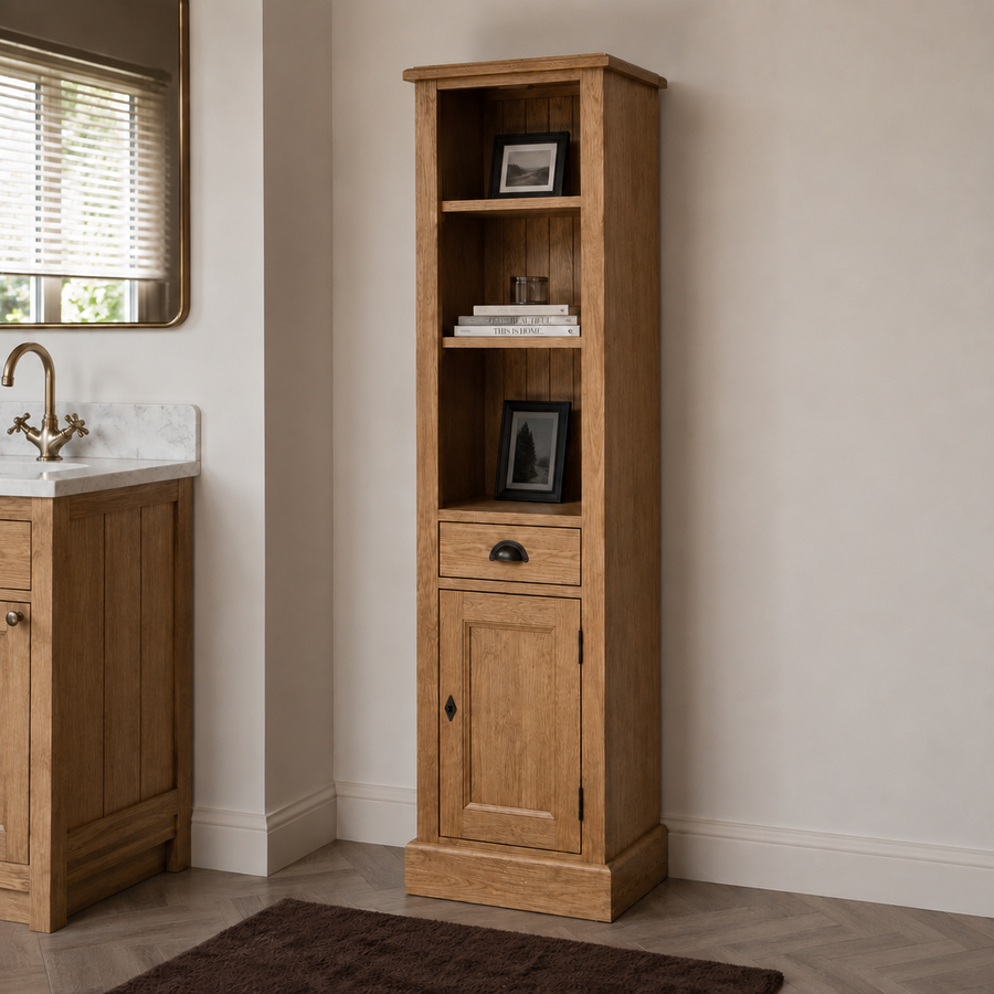 Bathroom cabinet - Roscoff - Solid Oak - 49 x 39 x 160 cm - Oak