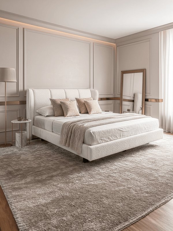 Bed Alice - Natural Bouclé Ascot Pearl - Marcottestyle Shop 180 x 200cm Without Matress