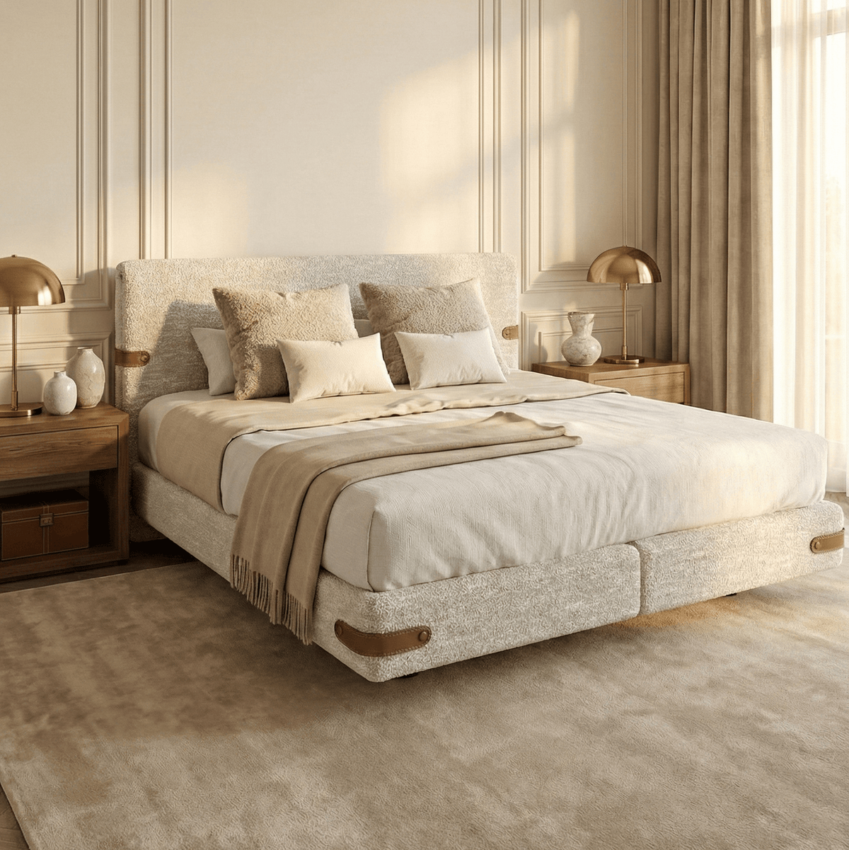 Cama Monza - Natural Bouclé - Marcottestyle Shop 180 x 200cm Without Matress | Marcottestyle