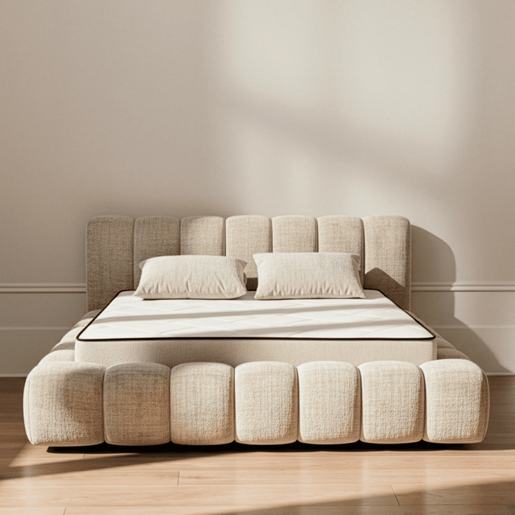Letto Vellura - Beige | Slatted Base & Matress - MCS 180 x 200cm Soft Matress (for 80 kg) | Marcottestyle